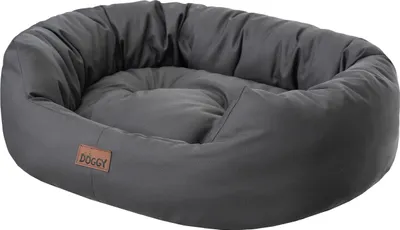 A dog bed is shown from a slightly elevated side angle.