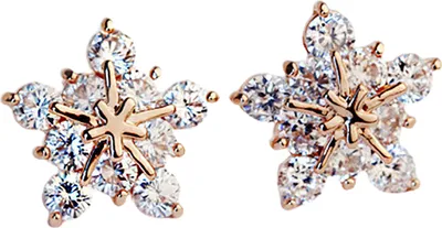 Produktbild von Ohrstecker, fünfblättrige Blume, glitzernde Legierung, Ohrring-Schmuckzubehör für Dating-Golden
