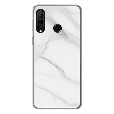 Produktbild von MuchoWow® Handyhülle Schutzhülle Hülle für Huawei P30 Lite Marmor - Strukturiert - Weiß - Grau - Stein - Marmoroptik Silikon Softcase Handy Hülle - Handyhülle