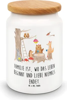 Produktbild von Mr. & Mrs. Panda behälter Waldtiere Picknick - Weiß - Geschenk, leckerlidose, Wald, Aufbewahrungsdose, Fuchs, Lustige Sprüche, Dose, Eichhörnchen, Keksdose, Kaffeedose