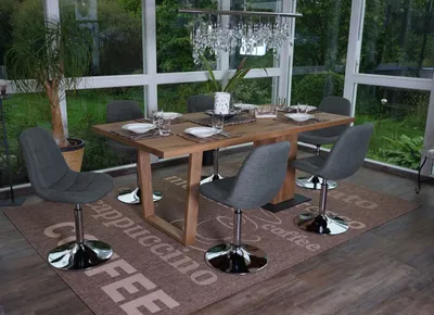 Produktbild von 6er-Set Esszimmerstuhl HWC-A60, Stuhl Drehstuhl, Chrom  Textil hellgrau
