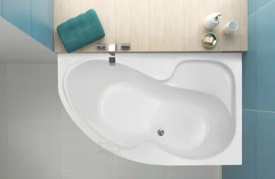 Produktbild von ECOLAM Eckbadewanne Badewanne Acrylwanne WELA 150x100 cm RECHTS + Ablaufgarnitur Automatik Füße Silikon