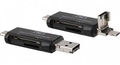 Obrázek produktu pro T'nB TCREAD3IN1, SD, Černá, 480 Mbit/s, USB 3.2 Gen 1 (3.1 Gen 1) Type-C, 10 g, 1 kusů