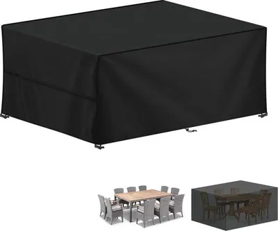 Obrázek produktu pro Venkovní střecha nad stůl, odolná proti zimě, 420D Oxford, obdélníková, 220 x 130 cm, černá