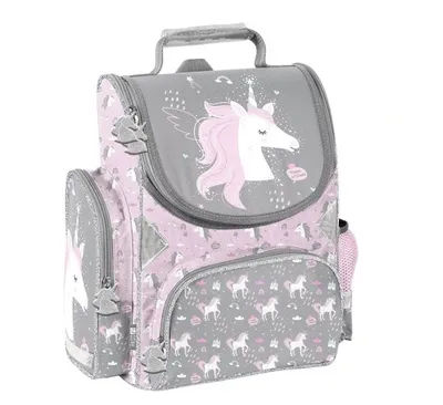 Produktbild von Schulranzen für Mädchen - Schul-Rucksack für Kinder mit Federmäppchen - Schuhbeutel und Hausaufgabenheft - Einhorn Motiv