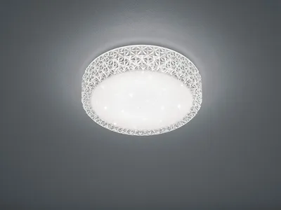 Produktbild von LED Deckenleuchte Wandlampe PEGASUS Ø28cm Höhe 8cm Weiß Glitzer+ Sterneneffekt