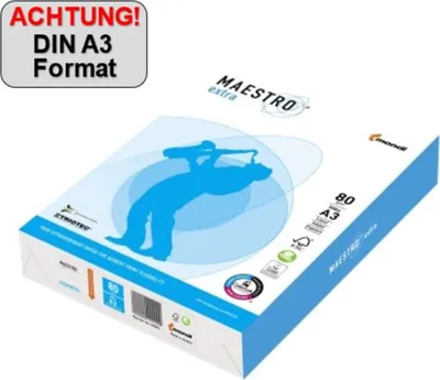 Produktbild von Mondi Maestro Extra 80g/m² DIN-A3 - 500 Blatt weiß TrioTec hochweiß