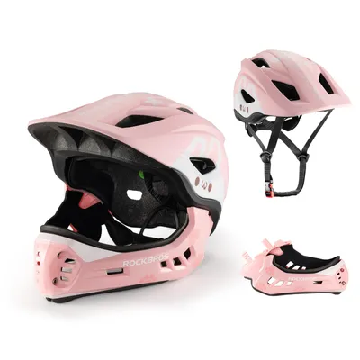 Produktbild von ROCKBROS Kinderhelm Fahrrad Kinder Schutzhelm Anti-Schweiß EPS/PC M(54-58CM) Rosa