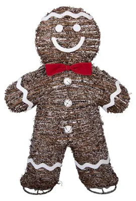 Produktbild von Clayre & Eef Weihnachtsdekoration mit LED-Beleuchtung Pfefferkuchenmann 40x61 cm Braun Rattan