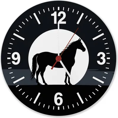 Produktbild von Schwarzes Pferd Silhouette Wanduhr aus Alu für Pferdeliebhaber