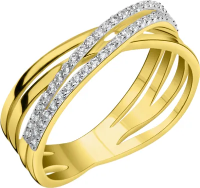 Produktbild von V Ring 375/- Gold mehrfarbig 056 (17,8) Zirkonia weiß 371370552-2