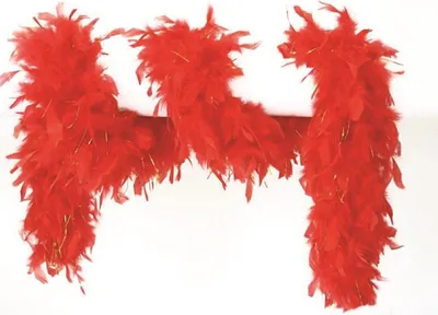 Produktbild von W21010-48 rot-gold Damen Boa Federstola mit Glitterfäden