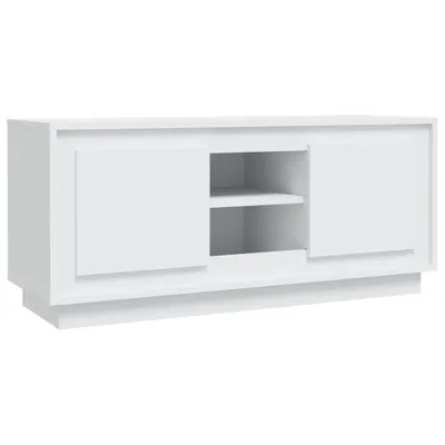 Image de vidaXL Armoire TV blanche 102x35x45 cm Bois composite