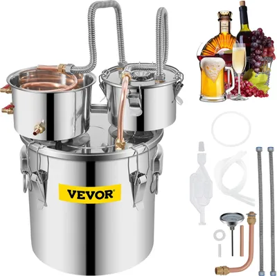 Productafbeelding van Destilleerapparaat, 5 gallon, waterdestilleerder, waterdispenser, roestvrijstalen destilleerder met 2 condensatievaten, accessoires voor destilleerapparaat