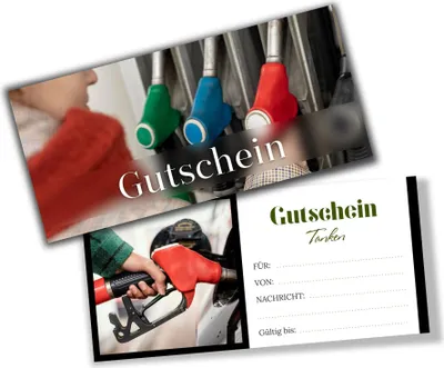 Produktbild von itenga Geschenkgutschein Fotodesign - Motiv TANKEN Postkarte zum Ausfüllen  21,0 x 9,8 cm