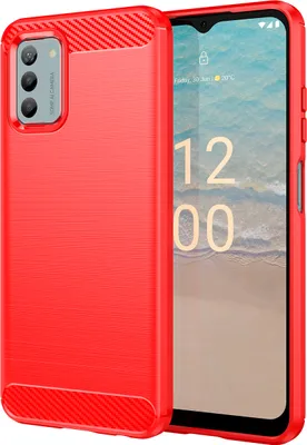 Produktbild von Nokia G22 Hülle, Carbon-Faser TPU Silikon Stoßfest Schutzhülle für Nokia G22 Rot
