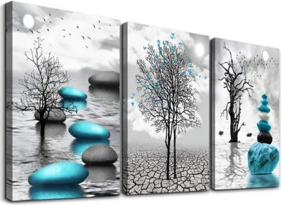 Produktbild von MHARTK66 Bilder Schwarz Weiß Großer Baum See Landschaft Natur Wandbilder Wohnzimmer 40x58cm 3er Set