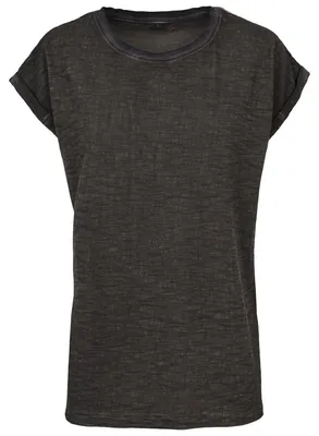 Productafbeelding van Bouw uw merk - Dames T-shirt met overlappende schouderdetails, model LT2324 (maat S) (donkergrijs)