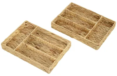 Produktbild von HOMCOM 2er-Set Aufbewahrungskorb, geflochtener Körbe aus Wasserhyazinthe