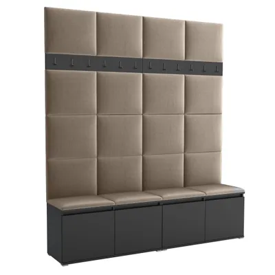 Produktbild von Garderobe LUTON 2  BLACK 02 – Farbe: schwarz, moderner Schrank 40x200x213 cm, funktionale Lösung für den Flur, Garderobeschrank, Flurmöbel