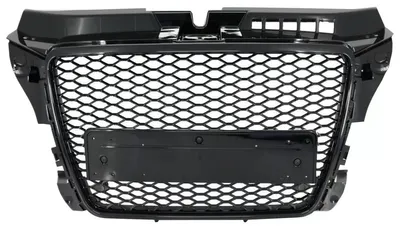 Imagen del producto de Rejilla sin emblema para AUDI A3 8P restyling (modelo actualizado) 2007-2012, estilo RS, con diseño de panal y cubiertas para sensores de estacionamiento (PDC).