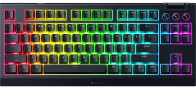 Obrázok produktu pre Razer BlackWidow V4 Tenkeyless HyperSpeed, Káblový a bezdrôtový, USB + RF Wireless + Bluetooth, Mechanický spínač kláves, QWERTY, RGB LED, Čierna