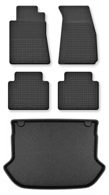 Image de Tapis en caoutchouc + bac de coffre pour Nissan Murano Z50 2005-2008 (coffre standard) – 5 pièces, noirs, semi-universel, adapté