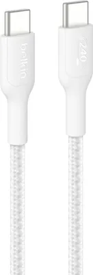 Produktbild von Belkin USB-C/USB-c Kabel 240W 1m geflochten, weiß    CAB025hq1MWH