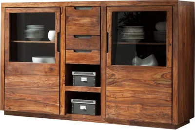 Image de MASSIVMOEBEL24 | Buffet 198x45 Palissandre laqué Noisette DUKE #113