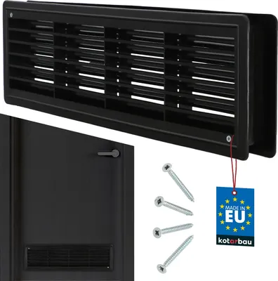 Produktbild von KOTARBAU® Lüftungsgitter 13,5x46 cm Abluftgitter Schwarz Türlüftung Türgitter Kunststoffgitter Belüftungsgitter Gitter Lamellengitter Eckig Robust