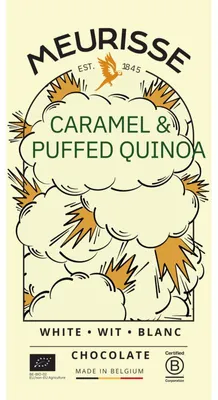 Produktbild von Meurisse Weiße Schokolade mit Quinoa & Karamell, 100 g – Feiner Snack