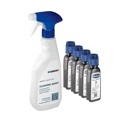 Produktbild von Geberit Aqua Clean Set Reinigungsmittel 242546001 und 4x Entkalker 147040001