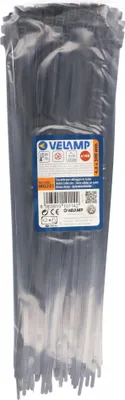 Produktbild von Velamp Kabelbinder Nylon, Schwarz. 4,8x300mm, 1 Pack mit 100 Stck