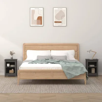 Image de vidaXL Tables de nuit 2 pcs. Gris 40x35x55 cm Pin massif