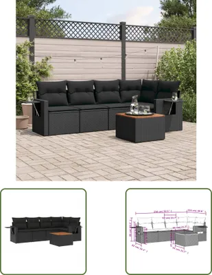 Produktbild von The Living Store 6-tlg. Garten-Sofagarnitur mit Kissen Schwarz Poly Rattan