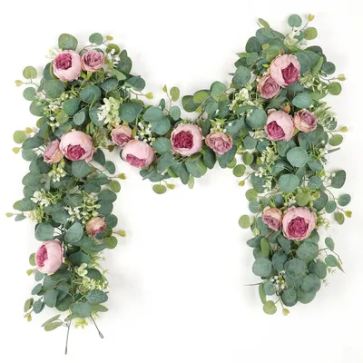 Immagine prodotto di Ghirlanda di fiori artificiali, eucalipto, 2 pezzi, rosa, 200 cm