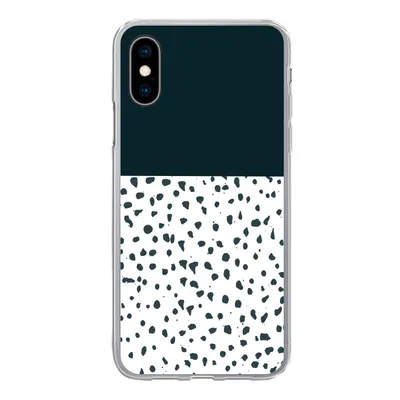 Produktbild von MuchoWow® Handyhülle Schutzhülle Hülle für iPhone X Polka dots - Schwarz - Weiß Silikon Softcase Handy Hülle - Handyhülle