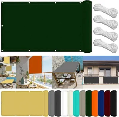 Image de Parasol de terrasse - Parasol de balcon - Polyester imperméable - 2,8 x 4 mètres - Vert foncé