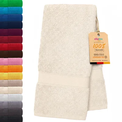 Produktbild von EllaTex PARIS Handtuch 50x100 cm – 100% Baumwolle, 500 g/m² Frottier, flauschig & saugstark, in Farbe: Creme