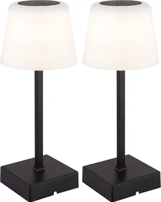 Produktbild von 2x LED Tischleuchte, schwarz, Touchdimmer, Akku, H 25,5 cm