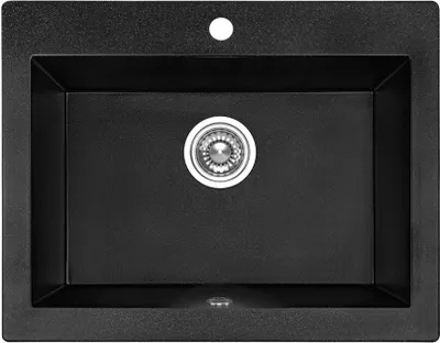 Produktbild von BADLAND Granitspüle Einzelbecken Komodo II 49x63 Schwarz | Siphon im SET!