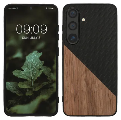Produktbild von kwmobile Hülle kompatibel mit Samsung Galaxy S25 - Handyhülle - Handy Schutzhülle - Smartphone Cover - Dunkelbraun Schwarz