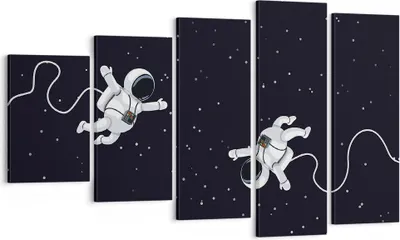 Produktbild von Bild auf Leinwand - Leinwandbild - 5 Teile - Cartoon Astronauten Kosmos - 100x60cm - Wand Bild - Wanddeko - Wandbilder - Leinwanddruck - Bilder - Wanddekoration - Leinwand bilder - EG100x60-4867