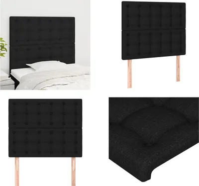 Produktbild von vidaXL Kopfteile 2 Stk. Schwarz 80x5x78/88 cm Stoff - Kopfteil - Kopfteile - Bett-Kopfteil - Bettkopfteil