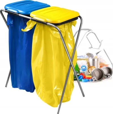Immagine prodotto di Supporto doppio per bidoni KADAX "Bakel", supporto per bidoni, supporto per la raccolta differenziata con coperchio in plastica, supporto per bidoni da 120 litri
