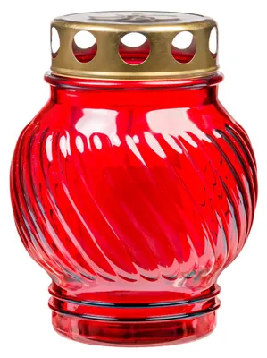Produktbild von Grablicht-Glas mit Kerze, rot, Höhe 13 cm, Brenndauer 16 h