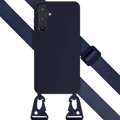 Obrázok produktu pre Selencia Silikónové puzdro s odnímateľným káblom pre Samsung Galaxy A55 - tmavomodré