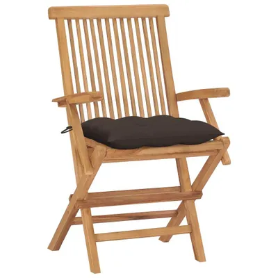 Image de Chaises de jardin avec coussins taupe 4 pcs. Bois massif teck