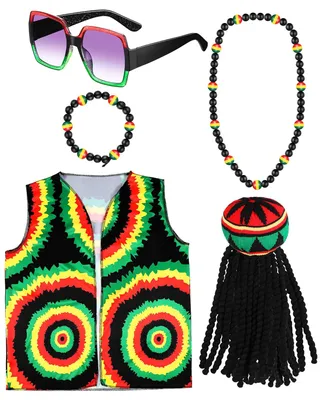 Obrázek produktu pro Sada 5 doplňků do kostýmu v rastafariánském stylu, vhodná pro oslavy a cosplay