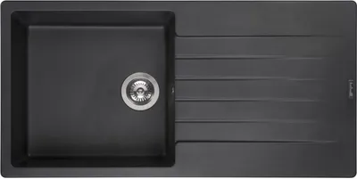 Produktbild von Reginox Granit-Spülbecken mit Abtropffläche, Becken links, Breda 30 Black Silvery 46x44 cm R31254